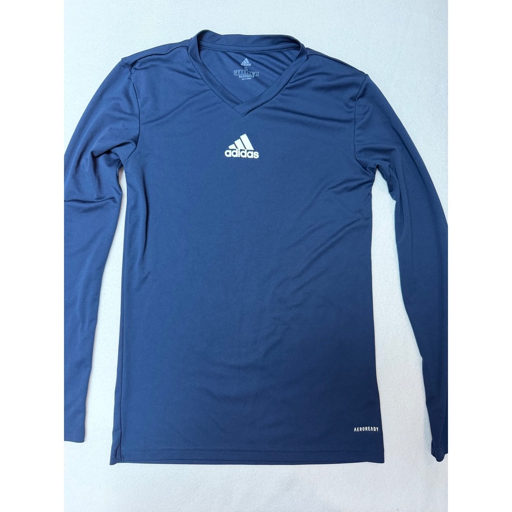 Adidas Aeroready Primegreen Navy Blue V-Neck Long Sleeve Training Shirt Womens S